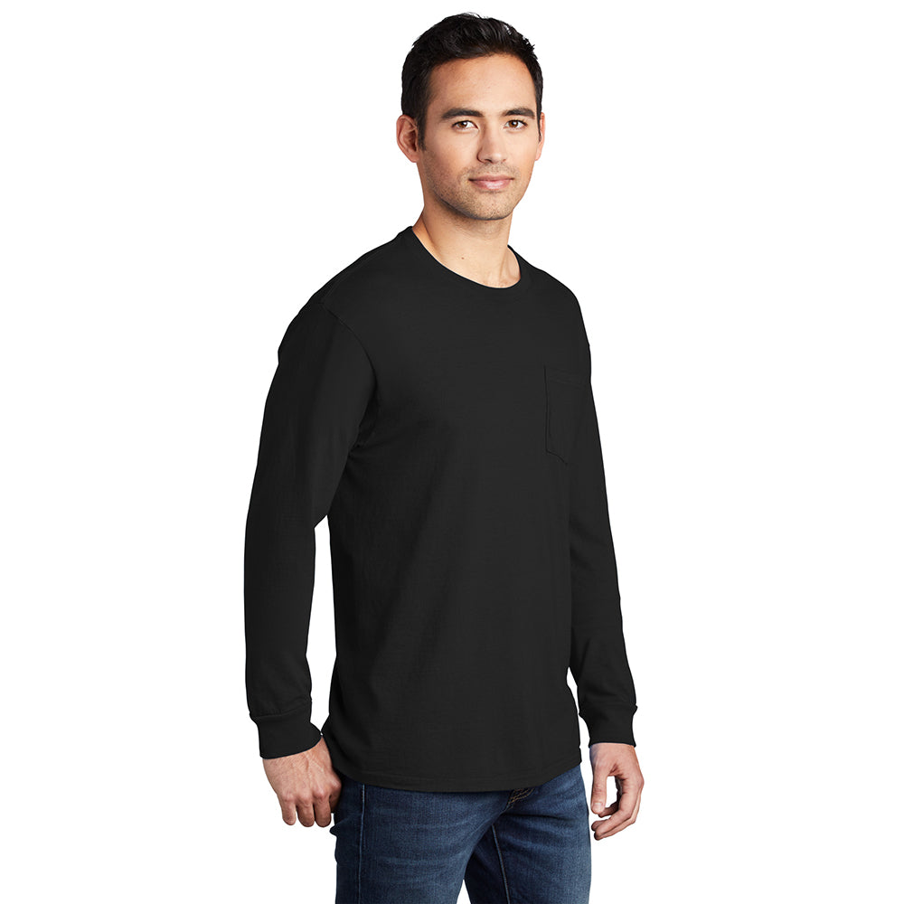 Port & Company PC099LSP Beach Wash® Ring Spun Long Sleeve Pocket Tee - Gorvex.com