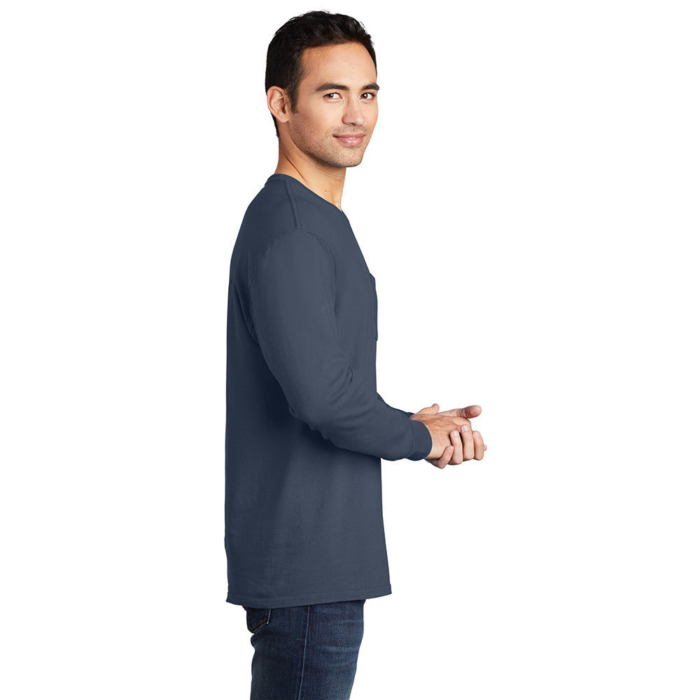 Port & Company PC099LSP Beach Wash® Ring Spun Long Sleeve Pocket Tee - Gorvex.com