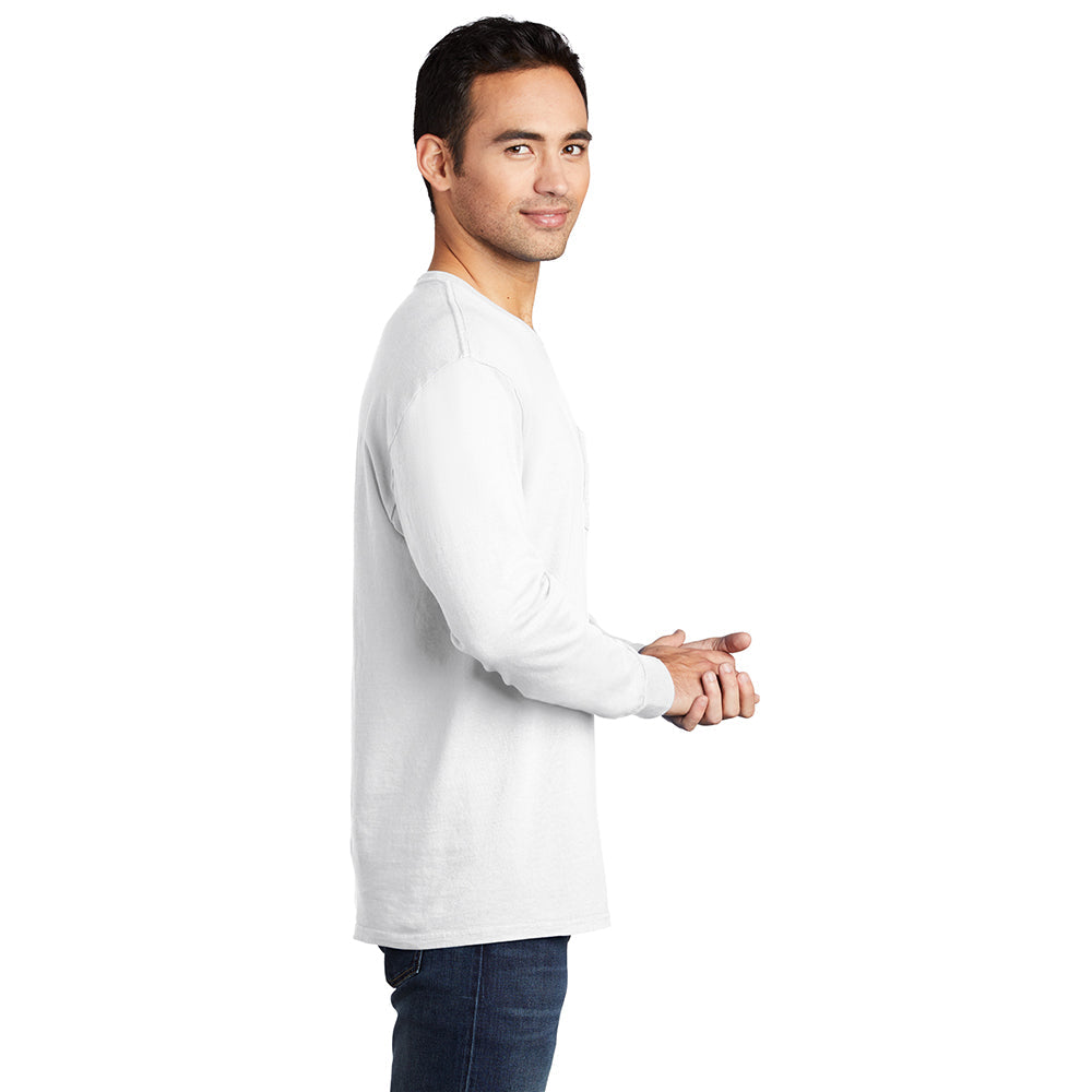 Port & Company PC099LSP Beach Wash® Ring Spun Long Sleeve Pocket Tee - Gorvex.com