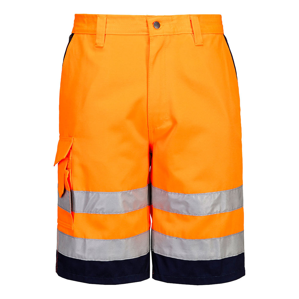 Portwest E043 Series Hi Vis Poly-Cotton Shorts with Contrast Panel