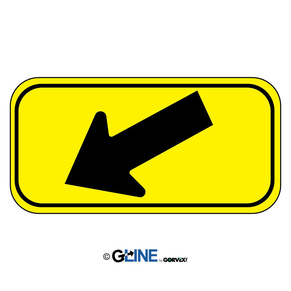 Arrow Pointing Downward to Left - School Zone Sign, 12x24, Aluminum Diamond Grade Reflective - Gorvex.com