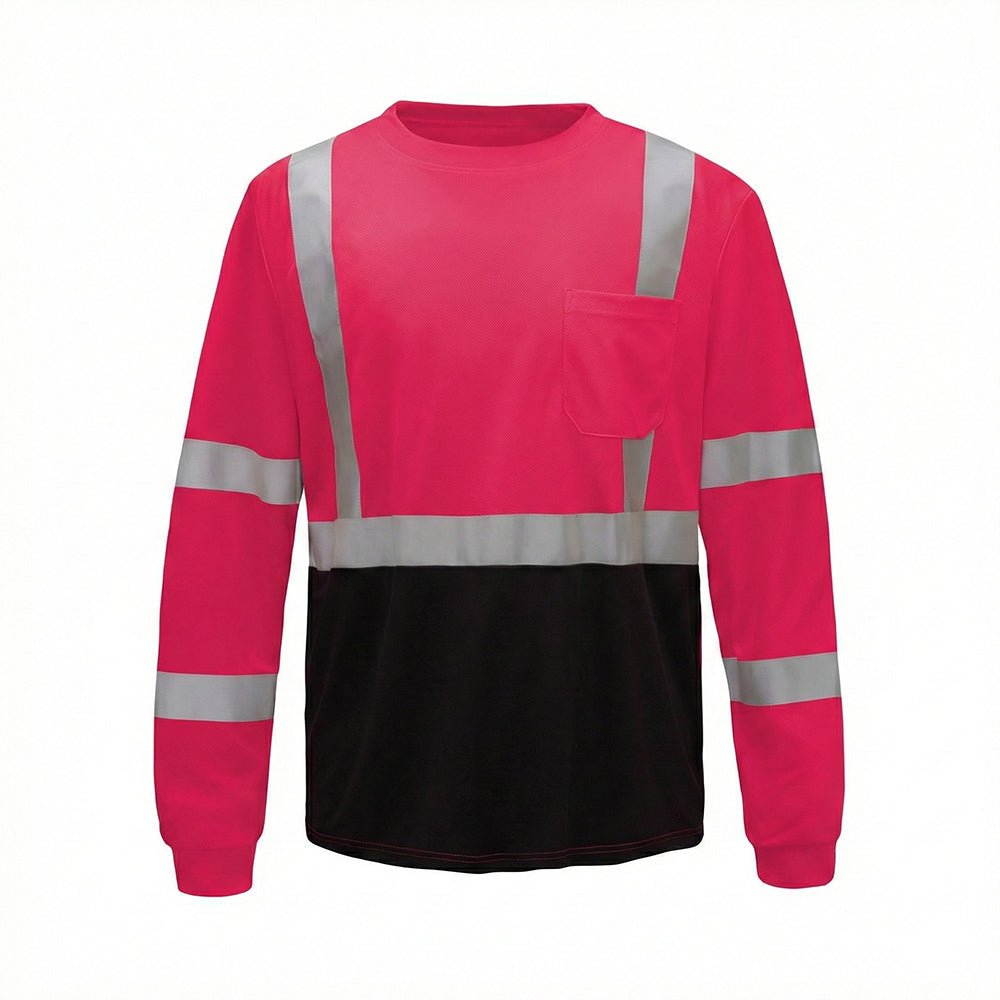 Colored Long Sleeve Safety T-Shirt with Black Bottom, Non - ANSI - Gorvex.com