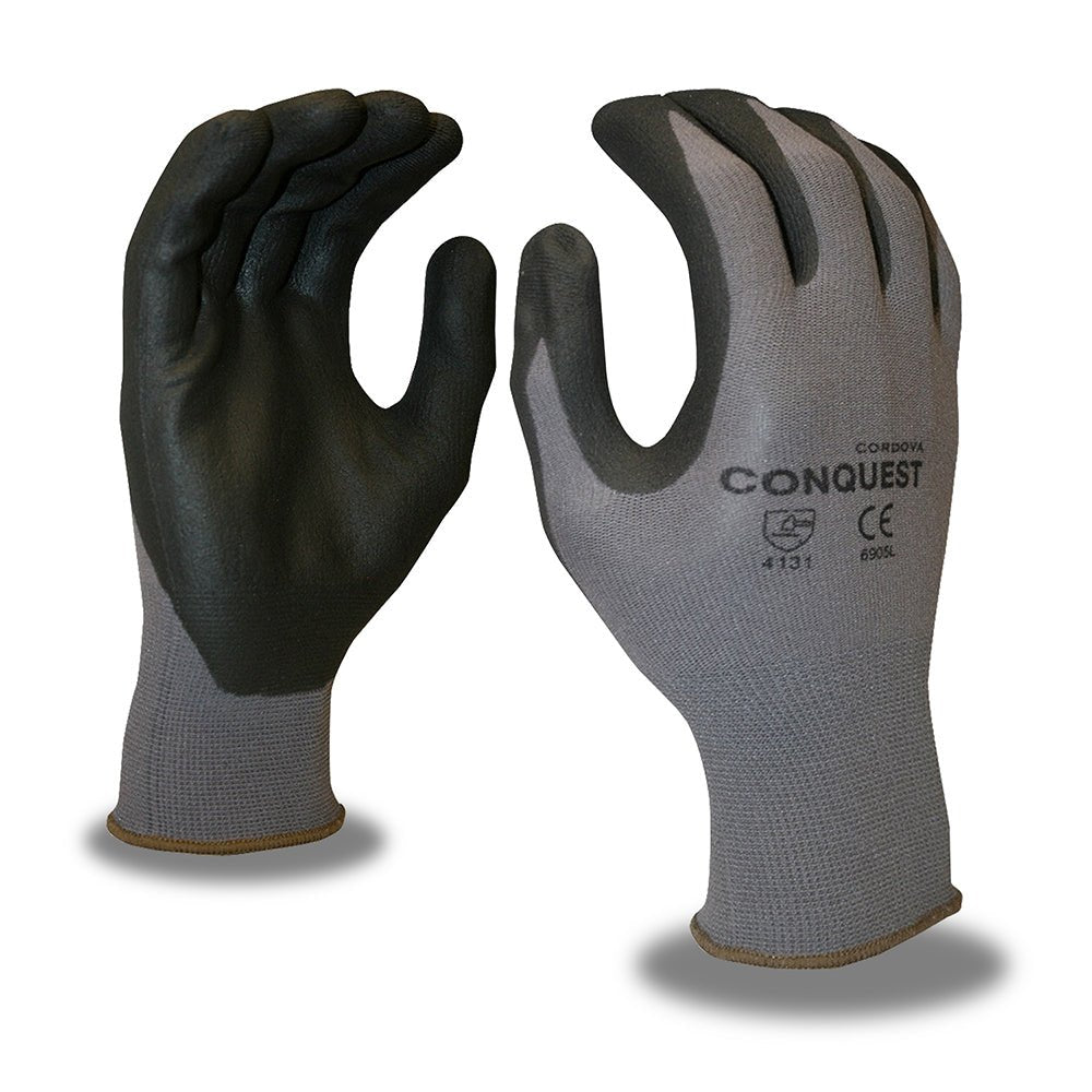 Conquest™ Nylon/Spandex Gloves with Nitrile/PU Coating, 1 dozen (12 pairs) - Gorvex.com