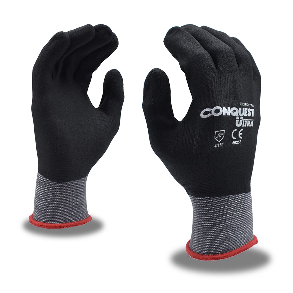 Conquest Ultra™ Nylon/Spandex Gloves with Full Nitrile/PU Coating, 1 dozen (12 pairs) - Gorvex.com