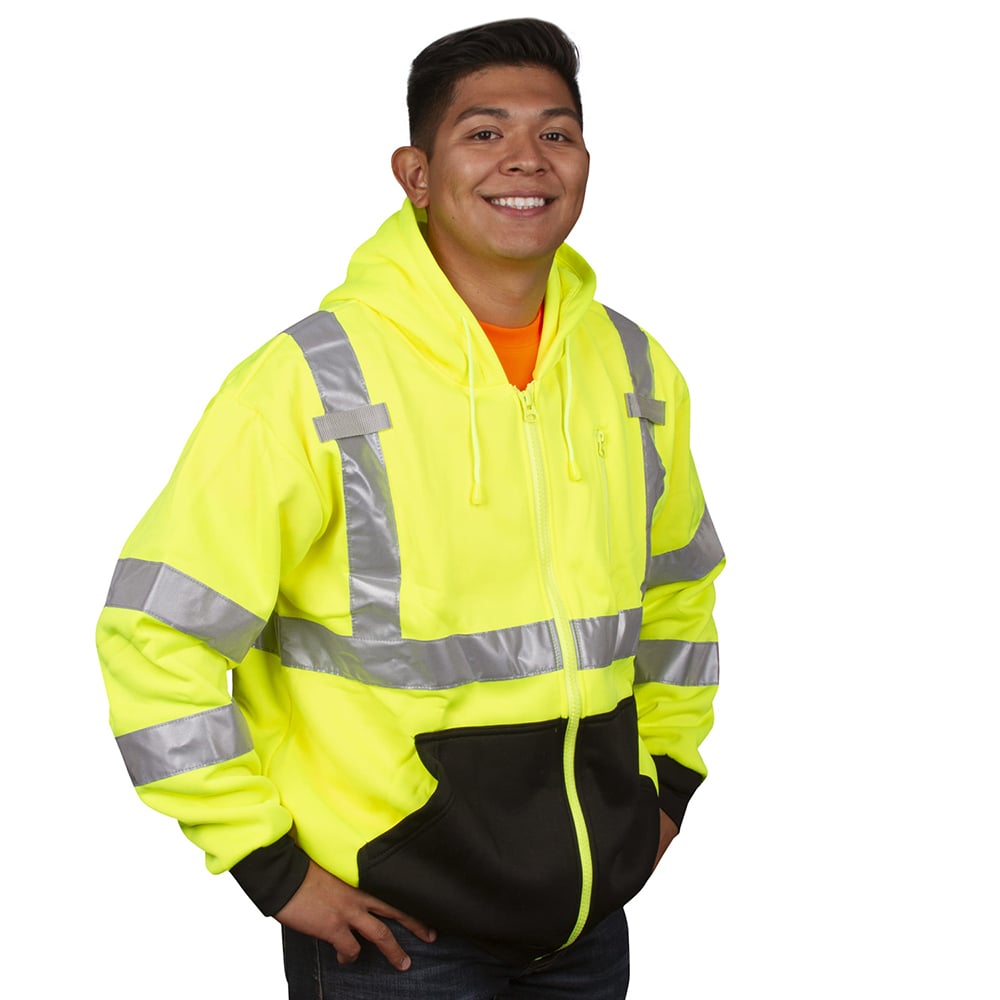 Cor - Brite™ Class 3 Hooded Sweatshirt with Stitched Reflective Tape - Gorvex.com