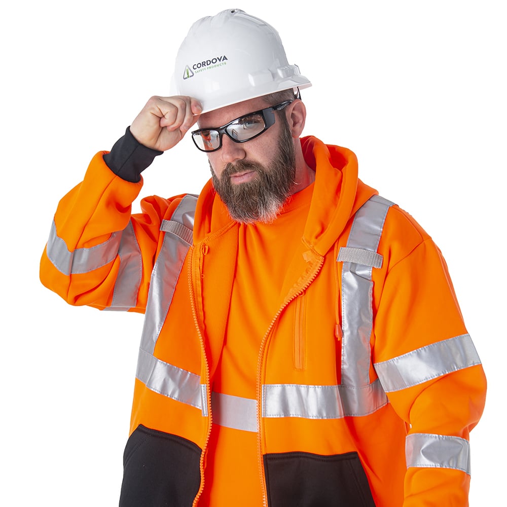 Cor - Brite™ Class 3 Hooded Sweatshirt with Stitched Reflective Tape - Gorvex.com