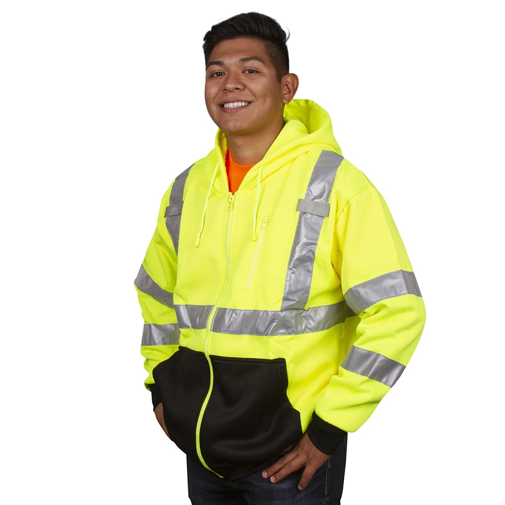 Cor - Brite™ Class 3 Hooded Sweatshirt with Stitched Reflective Tape - Gorvex.com