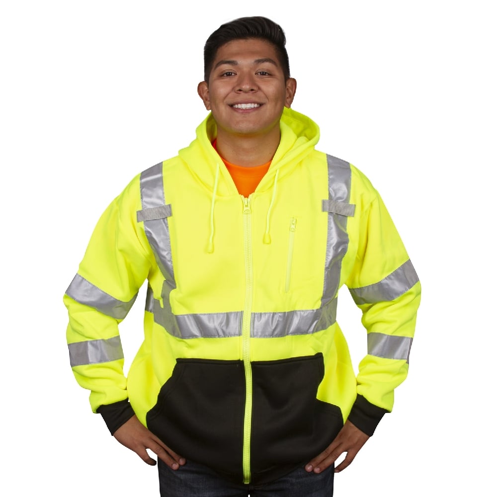 Cor - Brite™ Class 3 Hooded Sweatshirt with Stitched Reflective Tape - Gorvex.com