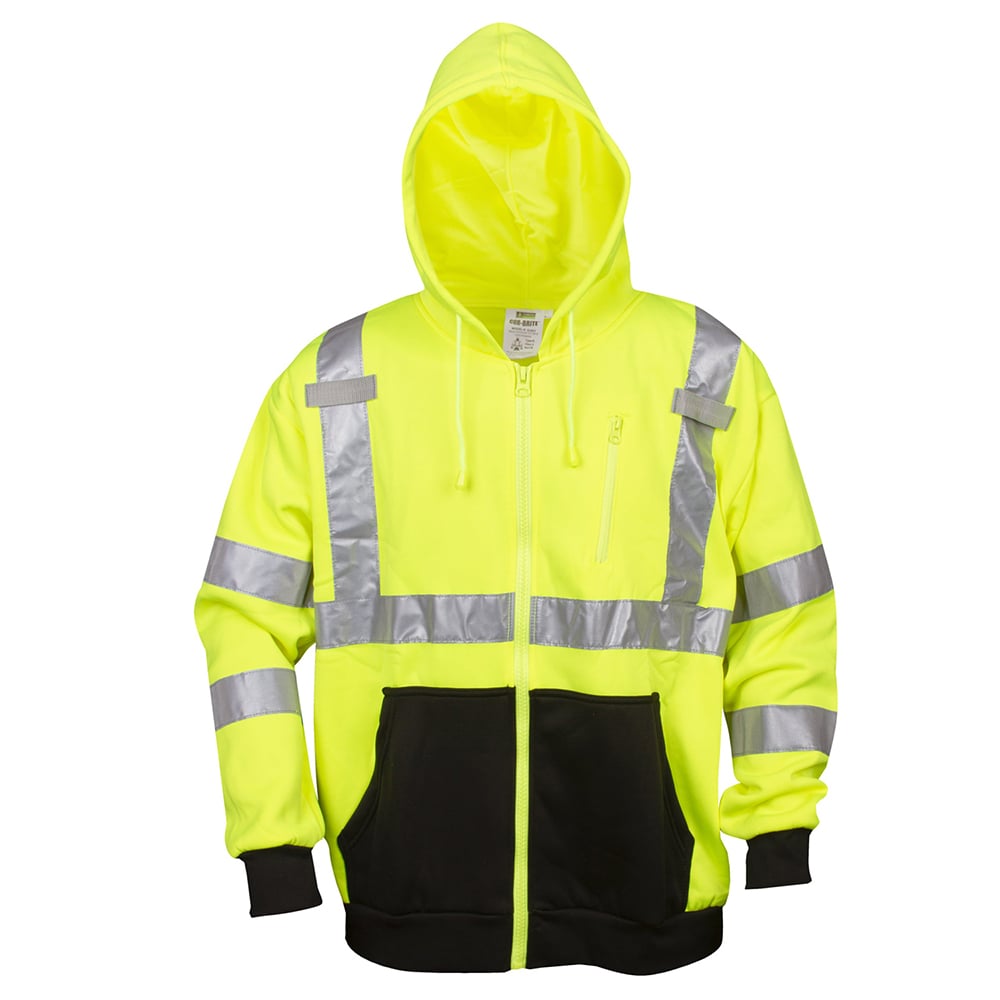 Cor - Brite™ Class 3 Hooded Sweatshirt with Stitched Reflective Tape - Gorvex.com