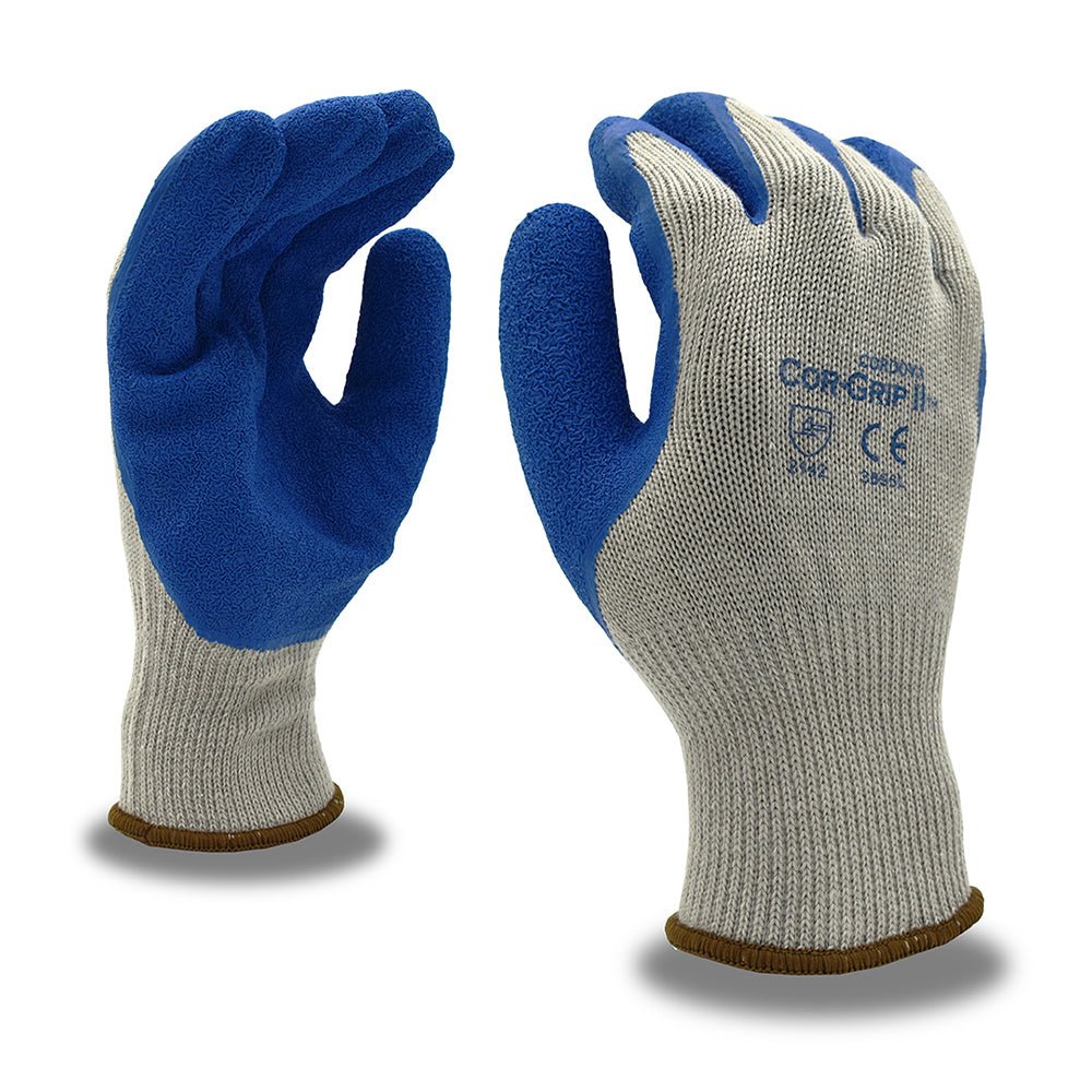 COR - GRIP™ Poly/Cotton Gloves with Crinkle Latex Palm + Thumb Coat, 1 dozen (12 pairs) - Gorvex.com