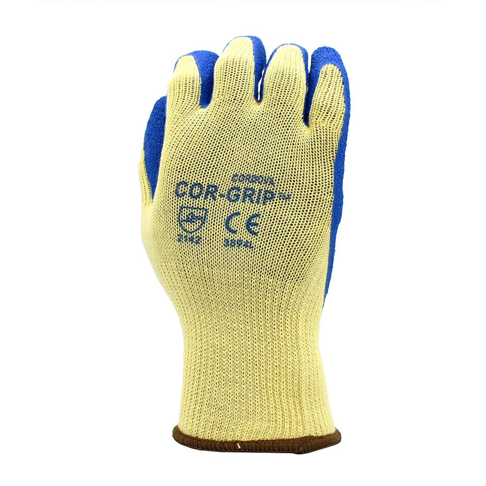 COR - GRIP™ Spun Polyester Gloves with Crinkle Latex Palm Coat, 1 dozen (12 pairs) - Gorvex.com