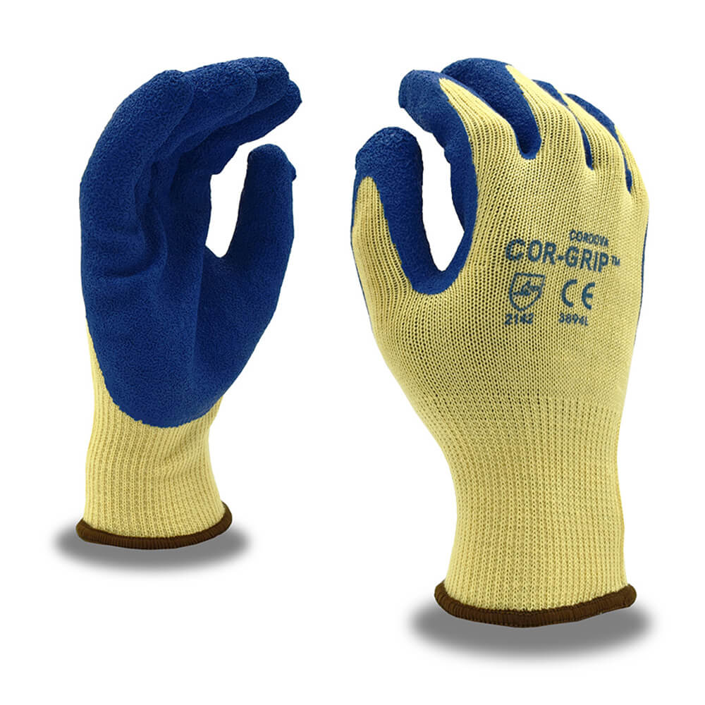 COR - GRIP™ Spun Polyester Gloves with Crinkle Latex Palm Coat, 1 dozen (12 pairs) - Gorvex.com