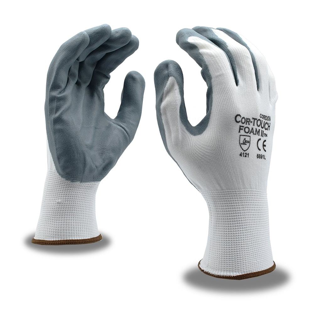 COR - TOUCH FOAM II™ Nylon Gloves with Foam Nitrile Palm Coating, 1 dozen (12 pairs) - Gorvex.com