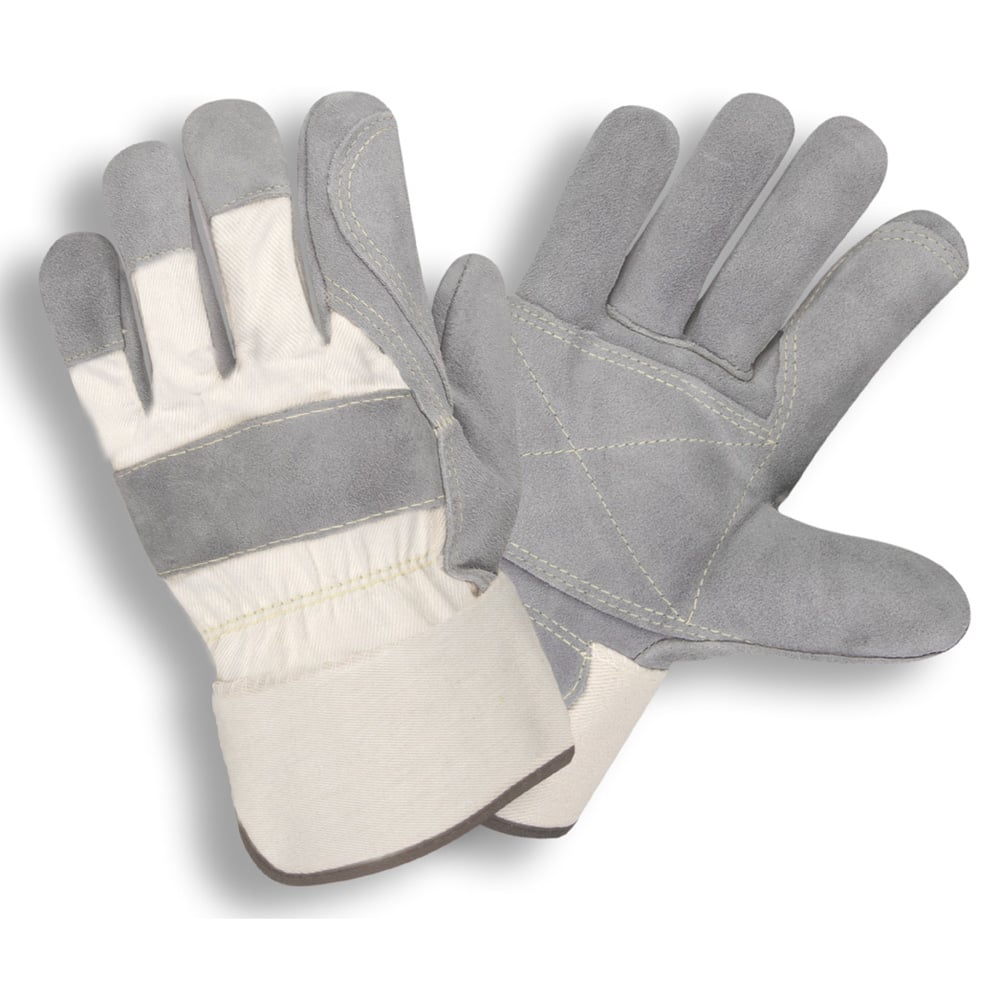 Cordova Double Leather Palm Glove/White Canvas Back + 2.5" Cuff, 1 dozen (12 pairs) - Gorvex.com