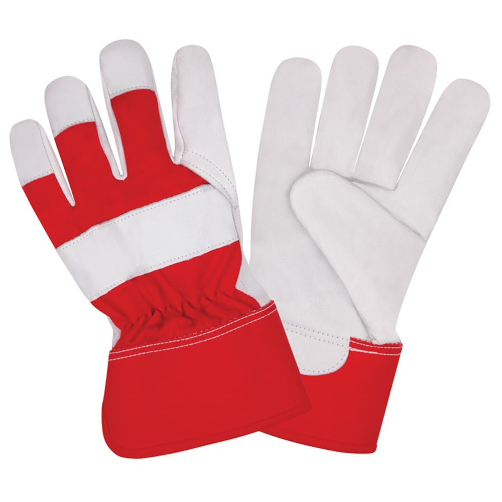 Cordova Goatskin Leather Palm Glove/Red Canvas Back + 4.5" Cuff, 1 dozen (12 pairs) - Gorvex.com