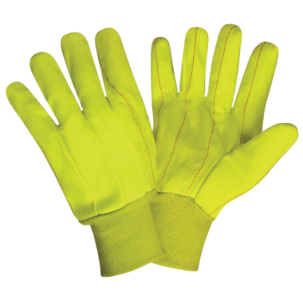 Cordova Hi Vis Polyester/Cotton Corded Canvas Glove with Knit Wrist, 1 dozen (12 pairs) - Gorvex.com