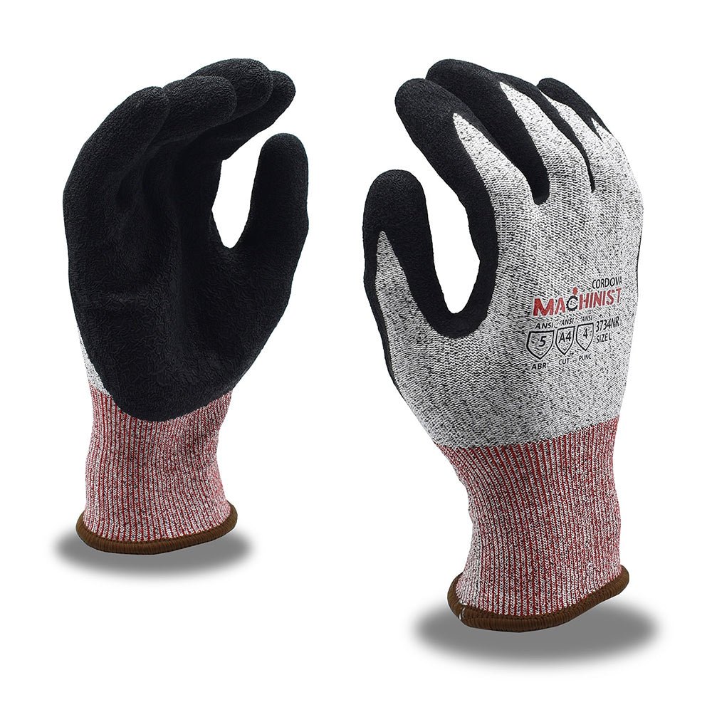 Cordova MACHINIST™ HPPE/Glass Crinkle Latex Gloves, ANSI A4, 1 pair - Gorvex.com