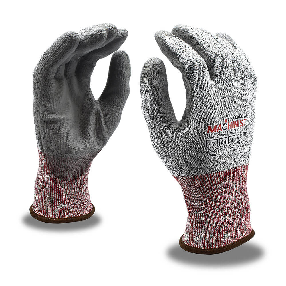 Cordova MACHINIST™ HPPE/Glass PU Coated Gloves, ANSI A4, 1 pair - Gorvex.com