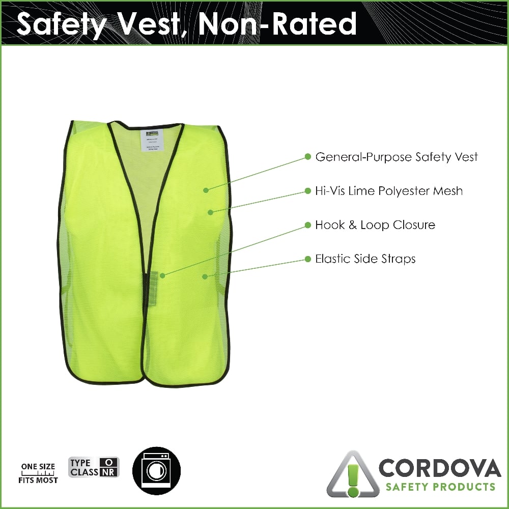 Cordova Non - Rated Polyester Mesh Hi Vis Vest / Hook & Loop Closure - Gorvex.com