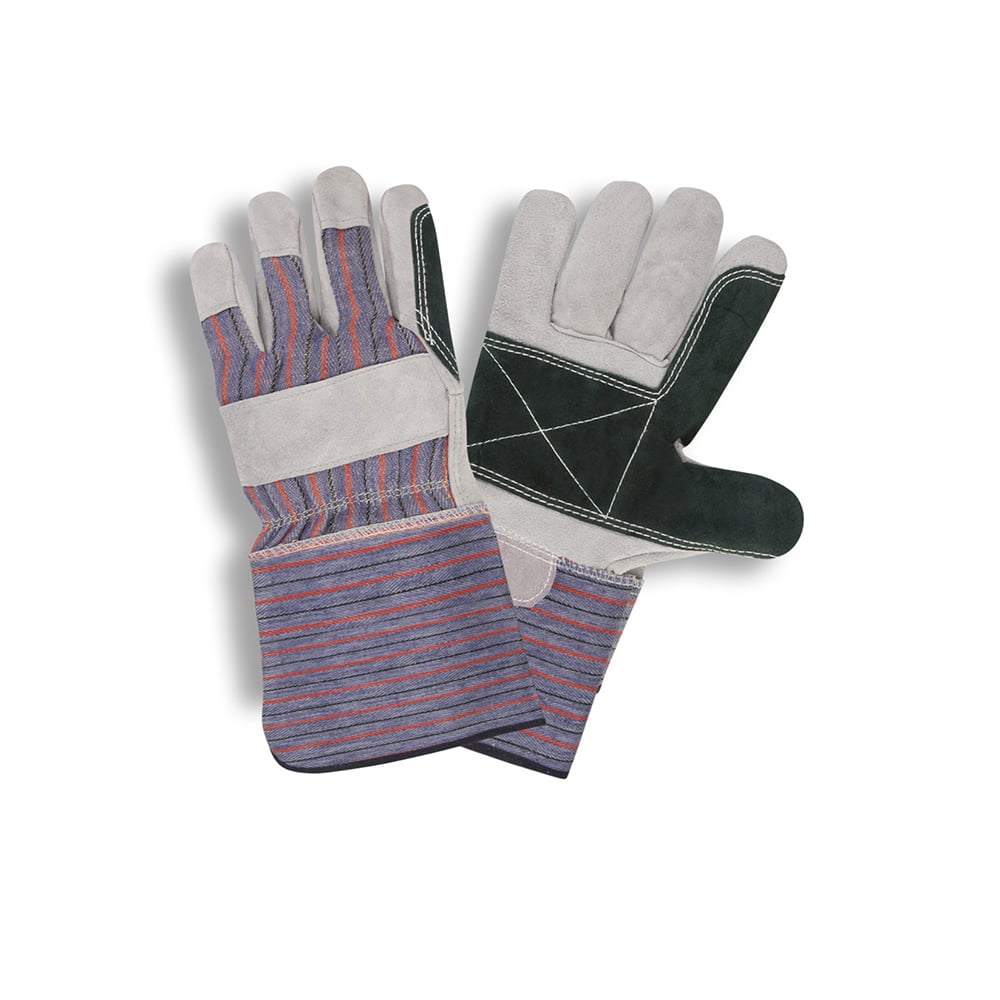 Cordova Split Cowhide Leather Glove with Joint Palm, Striped Back & 4.5" Cuff, 1 dozen (12 pairs) - Gorvex.com