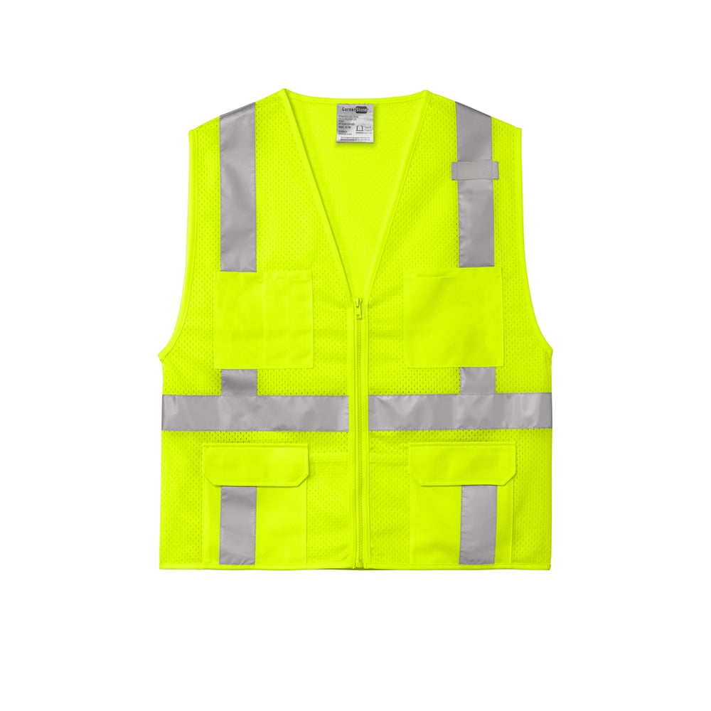CornerStone CSV104 Class 2 Mesh Six - Pocket Zippered Vest - Gorvex.com