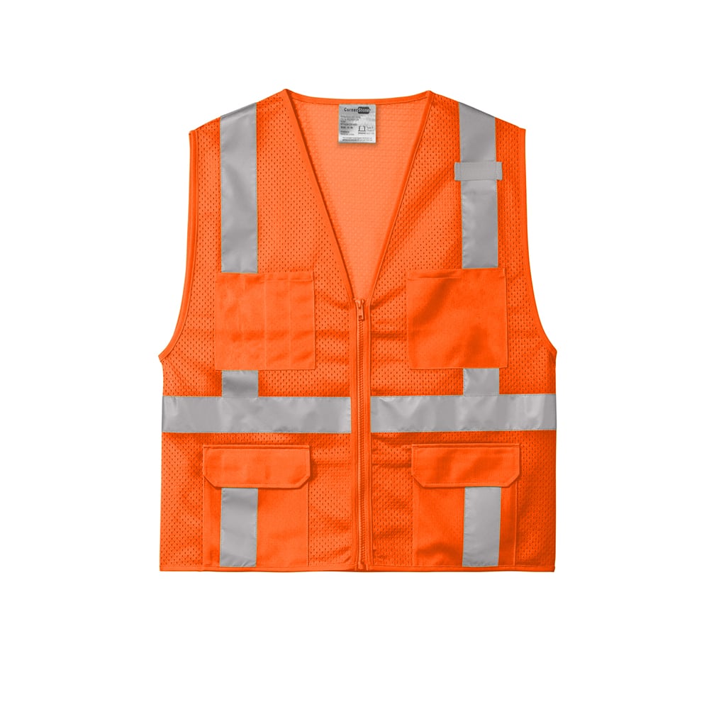 CornerStone CSV104 Class 2 Mesh Six - Pocket Zippered Vest - Gorvex.com