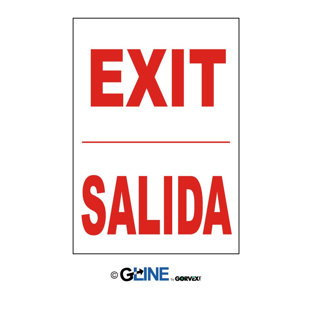 Exit Salida - Red on White Sign - Gorvex.com