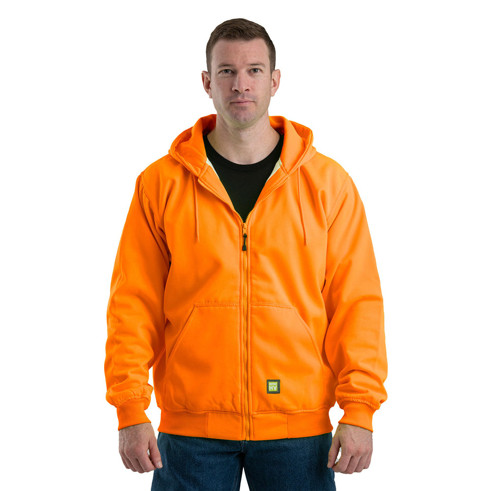 Berne HVF101 Heritage Hi Vis Hooded Sweatshirt with Thermal Lining