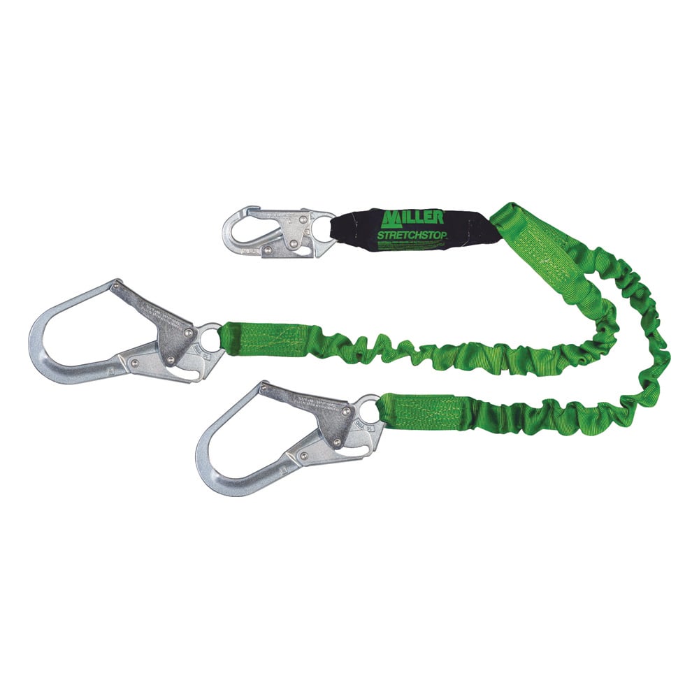 Miller StretchStop 4' Lanyard with SofStop Shock Absorber, Two - Legged - Gorvex.com