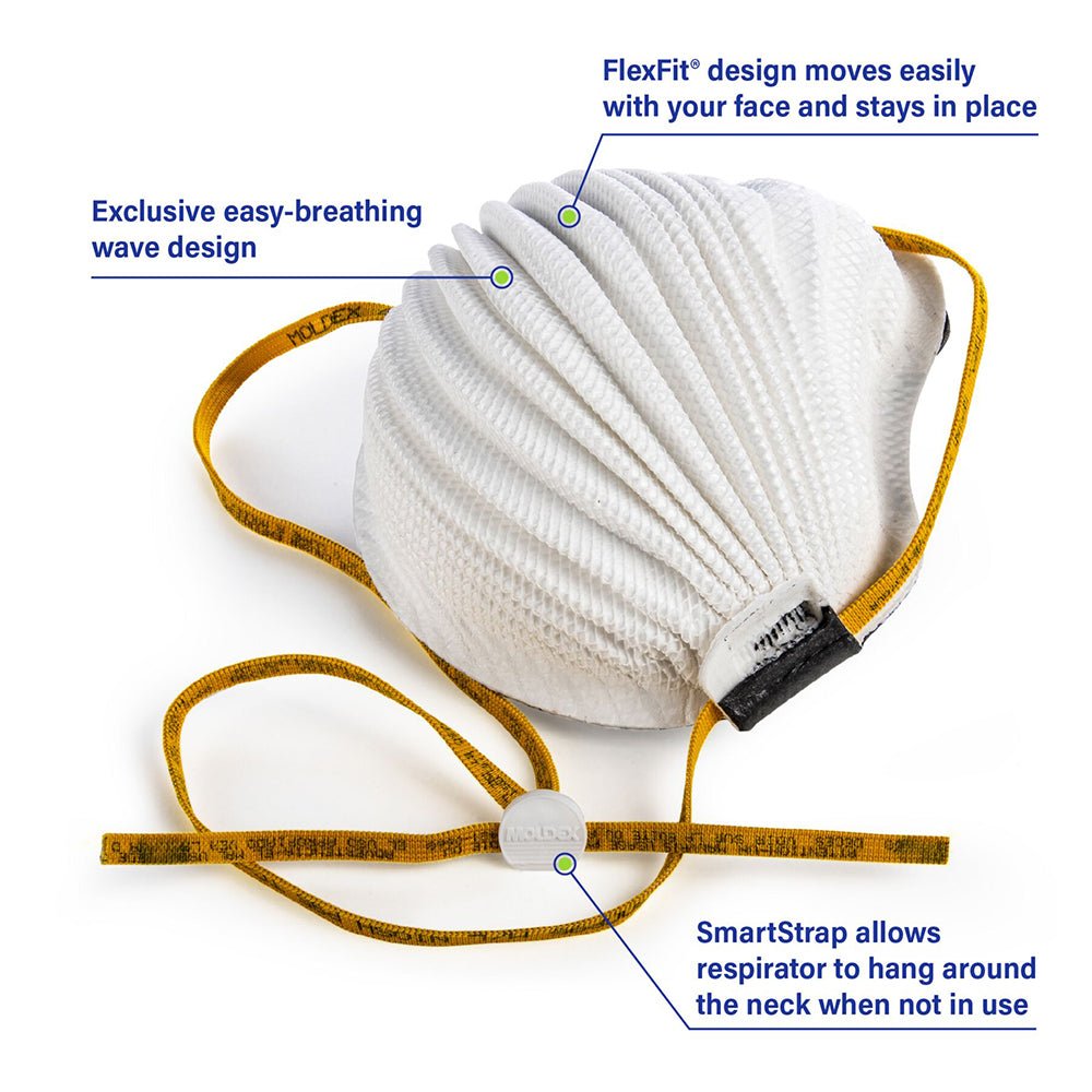 Moldex AirWave 4300 P95 Disposable Respirator with SmartStrap, M/L, 1 box (8 pieces) - Gorvex.com