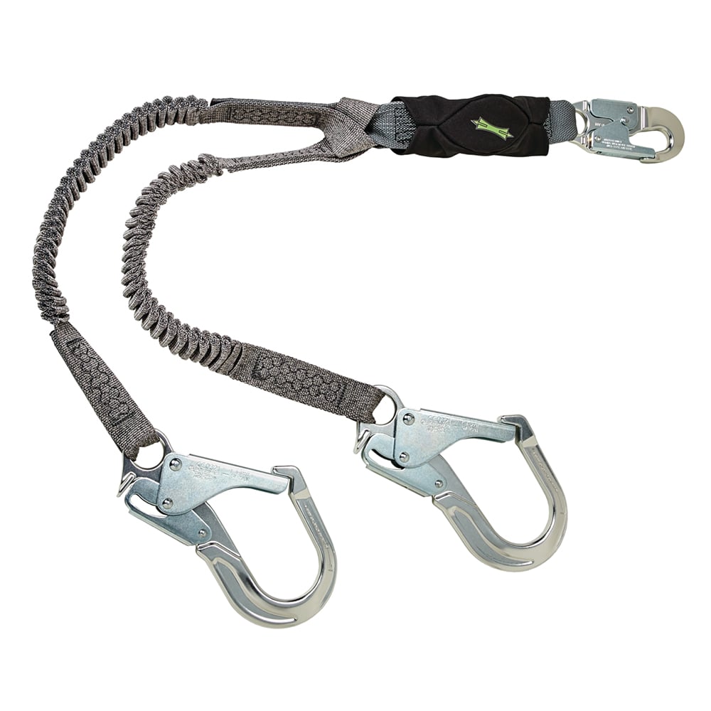 MSA 10193555 6' Stretch Twin Shock Absorbing Lanyard With Large Hook - Gorvex.com