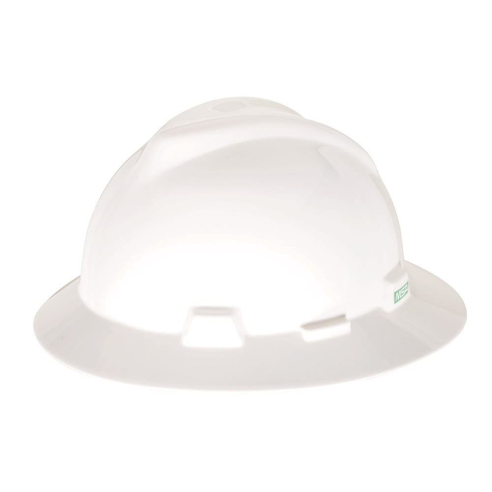 MSA V - Gard® Slotted Full Brim Hard Hat with Gloss Finish - Gorvex.com