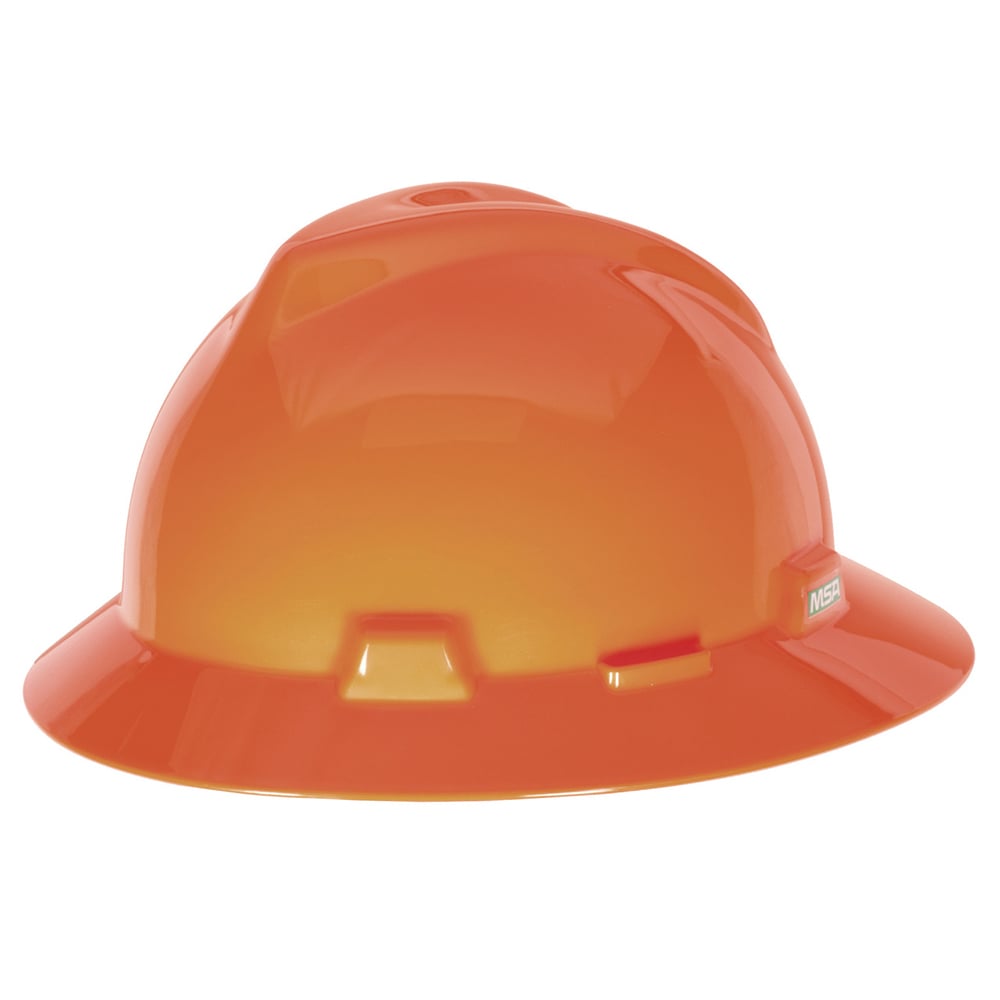 MSA V - Gard® Slotted Full Brim Hard Hat with Gloss Finish - Gorvex.com