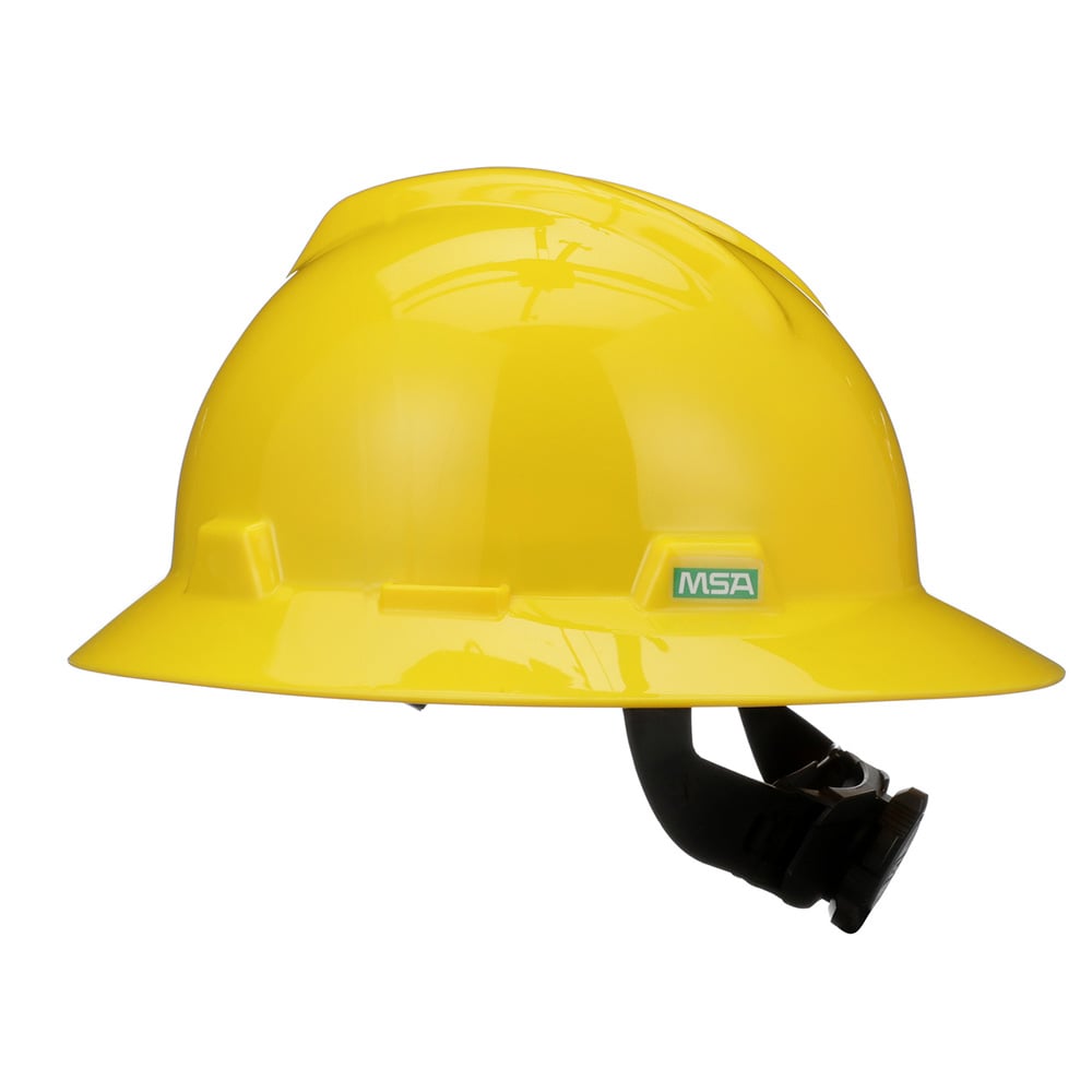 MSA V - Gard® Slotted Full Brim Hard Hat with Gloss Finish - Gorvex.com