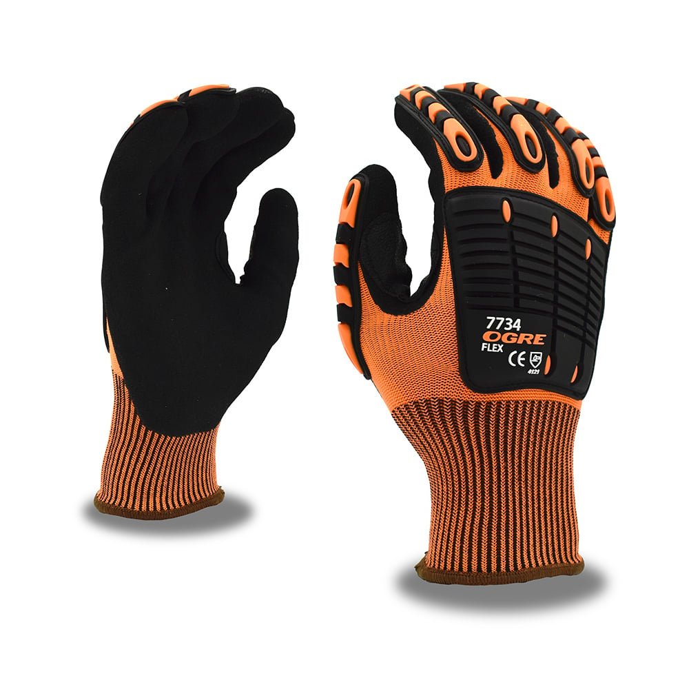 OGRE - FLEX™ Hi Vis Polyester Gloves with Sandy Nitrile Coating, 1 pair - Gorvex.com