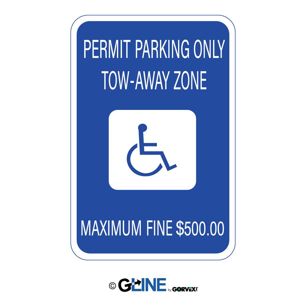 Permit Parking Only Tow - Away Zone Picto Maximum Fine $500.00 Sign - Gorvex.com