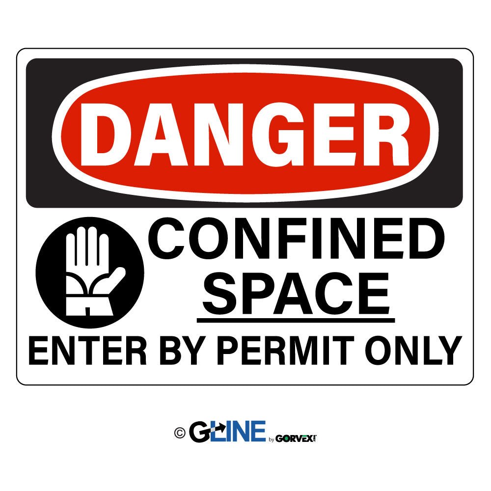 Pictogram Confined Space Enter by Permit Only - Danger Sign - Gorvex.com