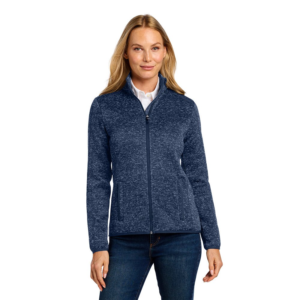 Port Authority L232 Women's Heathered Sweater Fleece Full Zip Jacket - Gorvex.com