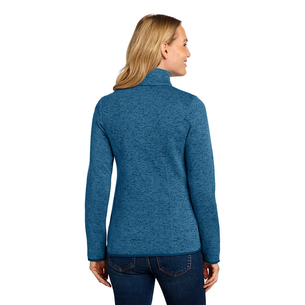 Port Authority L232 Women's Heathered Sweater Fleece Full Zip Jacket - Gorvex.com