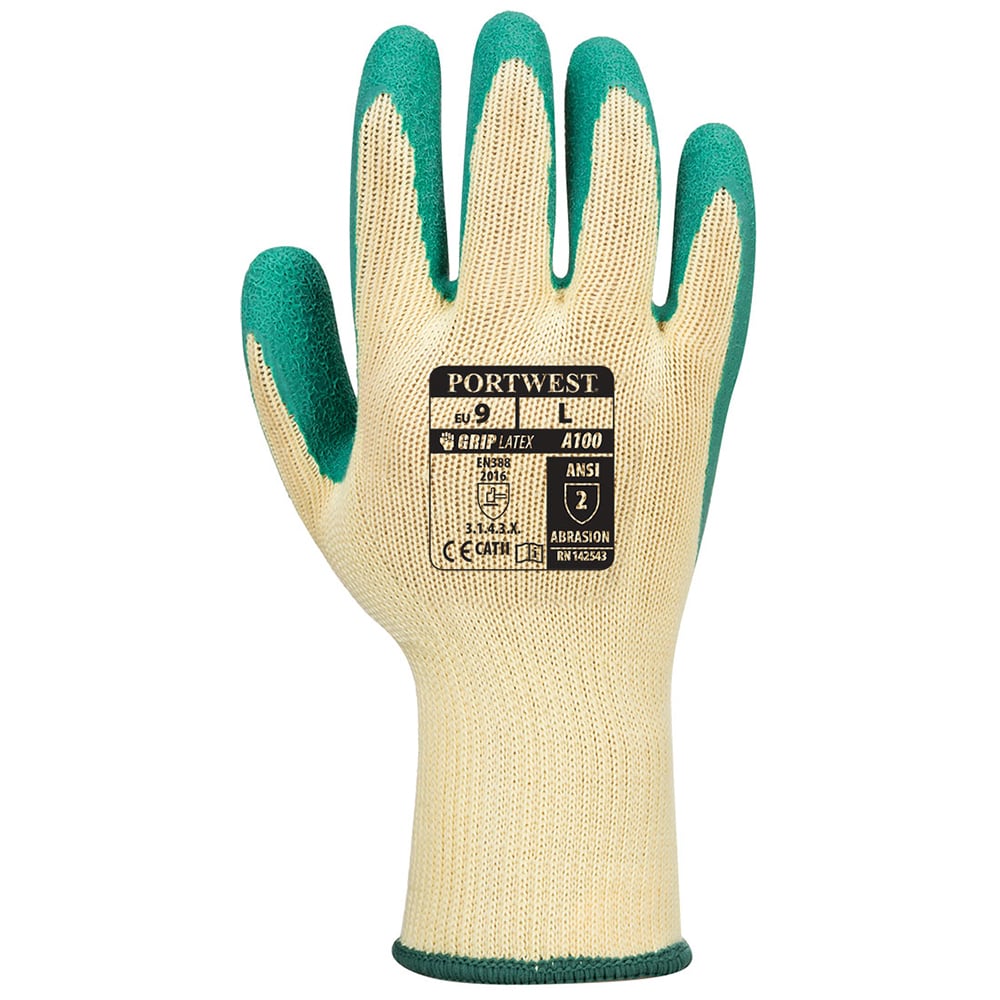 Portwest A100 Series Ergonomic, Latex Grip Gloves, 1 pair - Gorvex.com