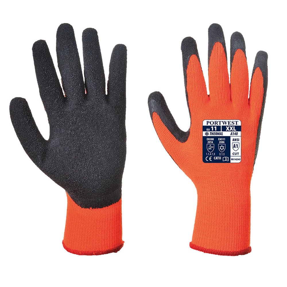 Portwest A140 Series Crinkle Latex, Thermal Grip Gloves, 1 pair - Gorvex.com