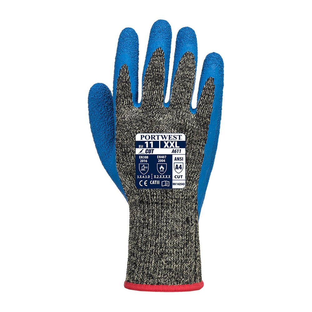 Portwest A611 Series Aramid HR Cut Latex Gloves, 1 pair - Gorvex.com