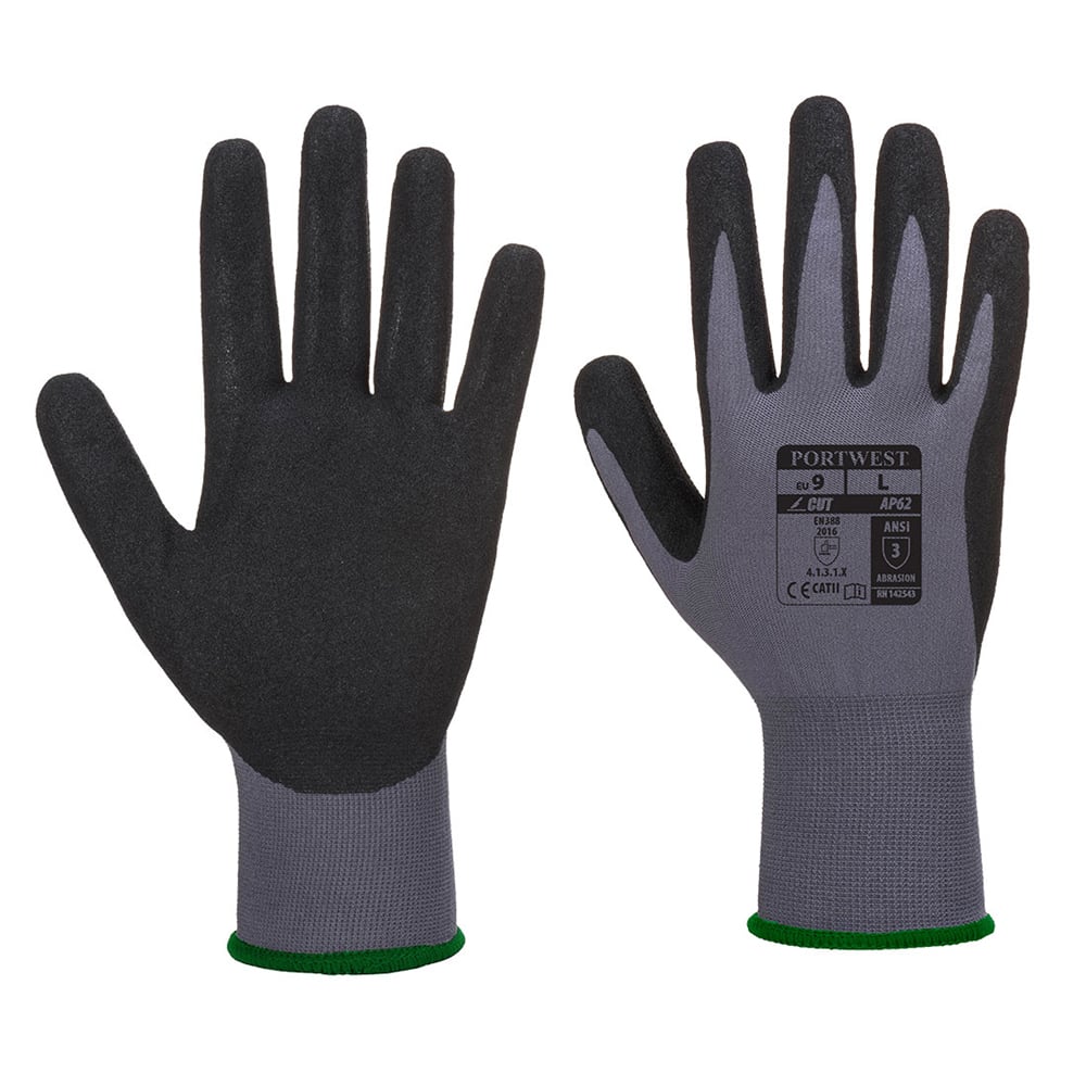 Portwest AP62 Series Sandy Nitrile Coated, Dermiflex Aqua Gloves, 1 pair - Gorvex.com