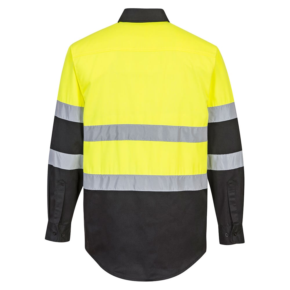 Portwest E066 Two Tone Hi Vis Long Sleeve Shirt with Vented Back Yoke - Gorvex.com