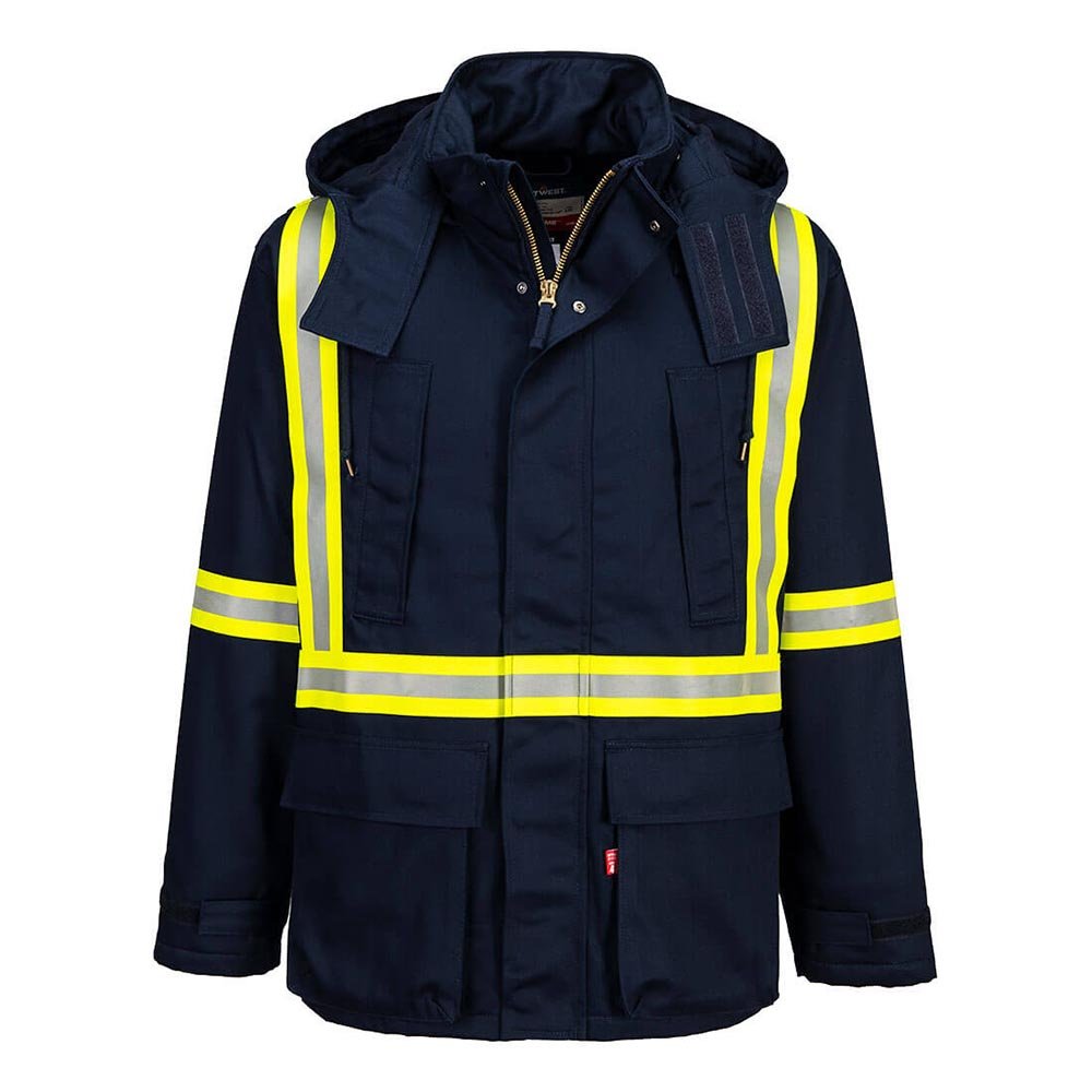 Portwest FR610 Bizflame™ FR Insulated Parka with X - Back Contrast Tape - Gorvex.com