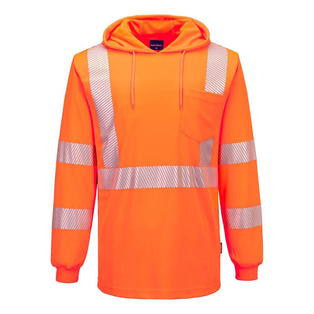 Portwest L042 Hi - Vis Lightweight Hooded Long Sleeve T-Shirt - Gorvex.com