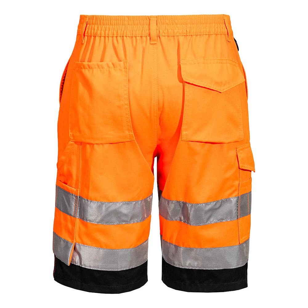 Portwest L043 Lightweight Knee - Length Hi - Vis Shorts with 10 Pockets - Gorvex.com