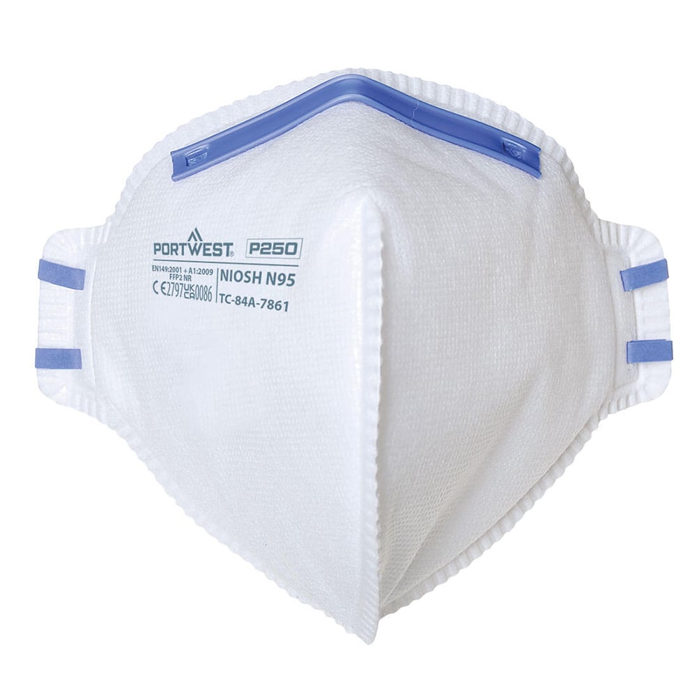 Portwest P250 N95 Flat Fold Respirator Mask, 1 box (20 pieces) - Gorvex.com
