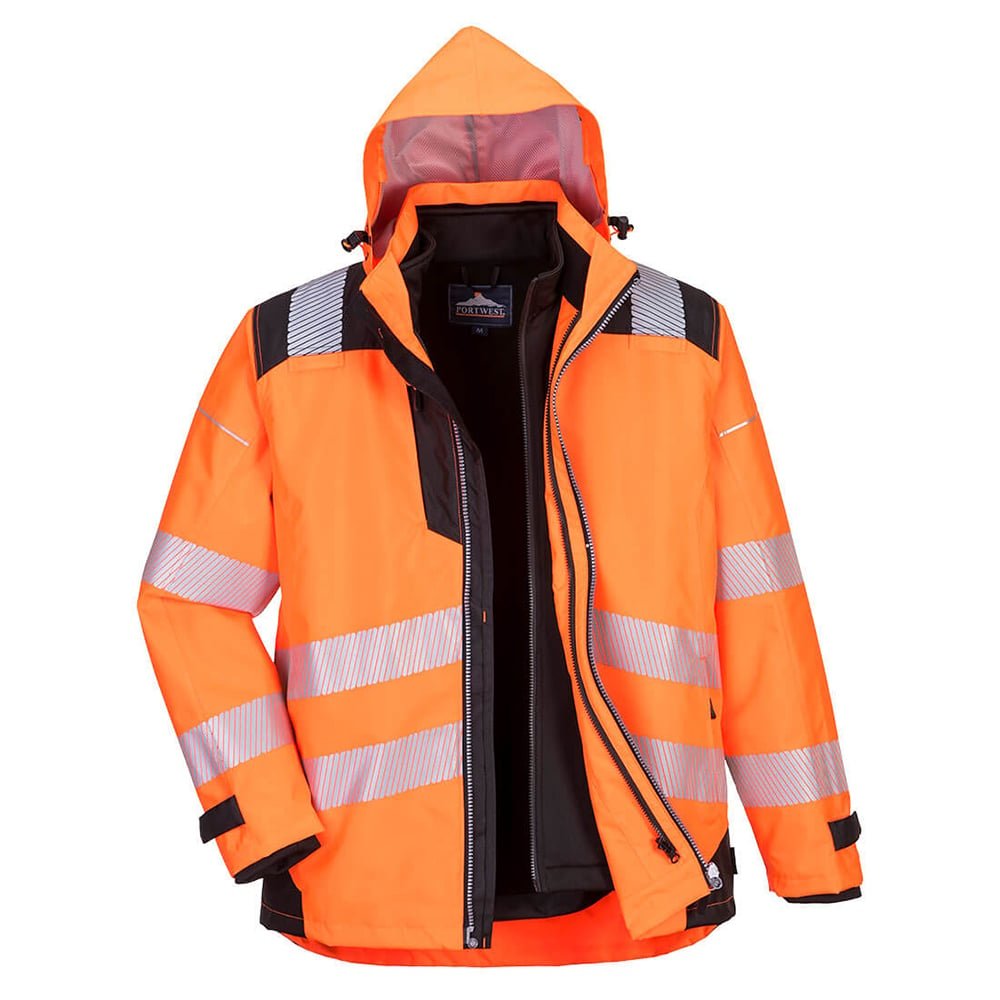 Portwest PW365 PW3 Series Hi Vis 3 - in - 1 Jacket with 7 Pockets - Gorvex.com