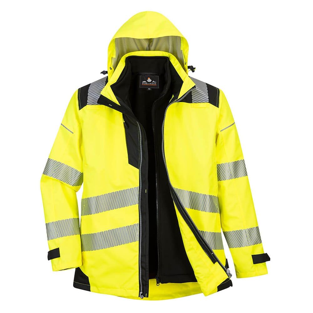 Portwest PW365 PW3 Series Hi Vis 3 - in - 1 Jacket with 7 Pockets - Gorvex.com